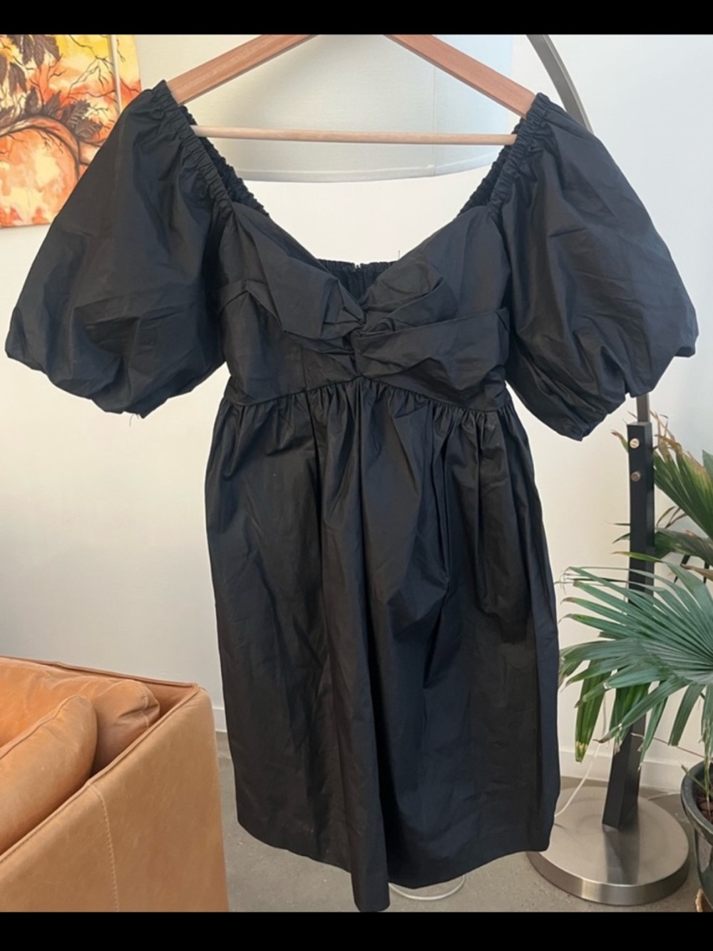 En Saison Black Puff Sleeve Mini Dress